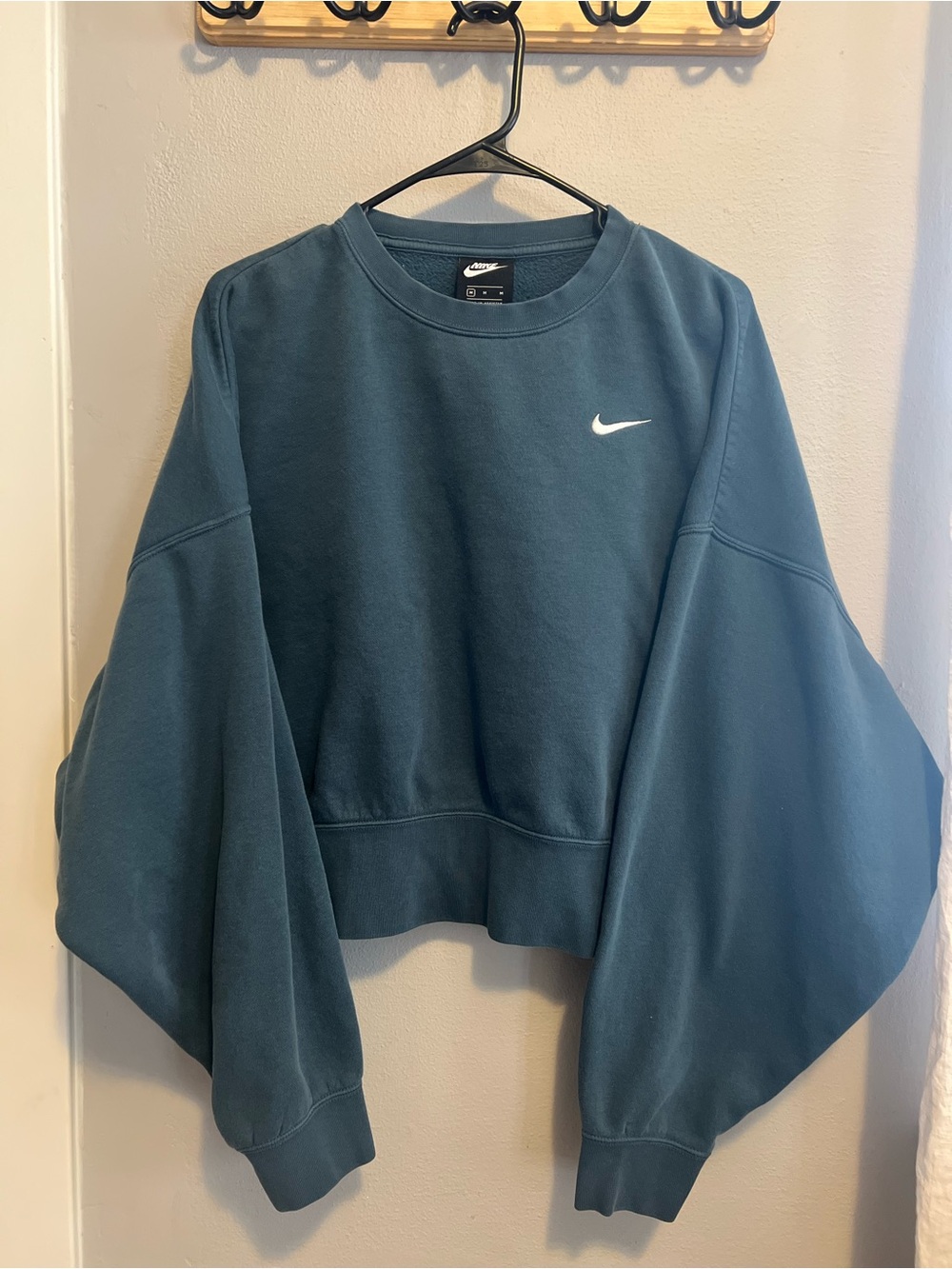 Nike Women's Deep Teal Crewneck Sweatshirt with White Swoosh
